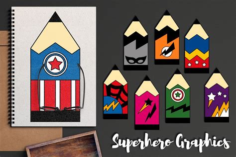 Superhero Pencils Graphics And Illustrations 75298 Illustrations