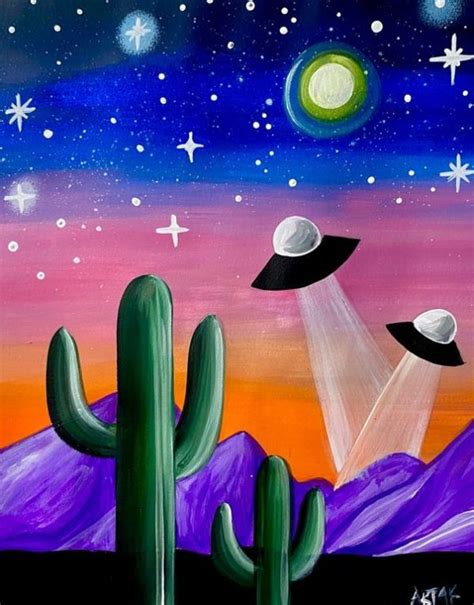 Como Dibujar Y Pintar Un Paisaje De Desierto Con Aliens Con Pintura