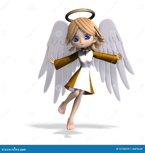 Cute Cartoon Angel With Wings And Halo 3d Stock Illustration