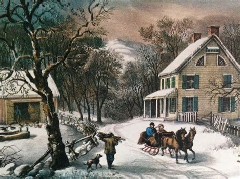 Currier And Ives American Homestead Winter Color Lithograph Etsy