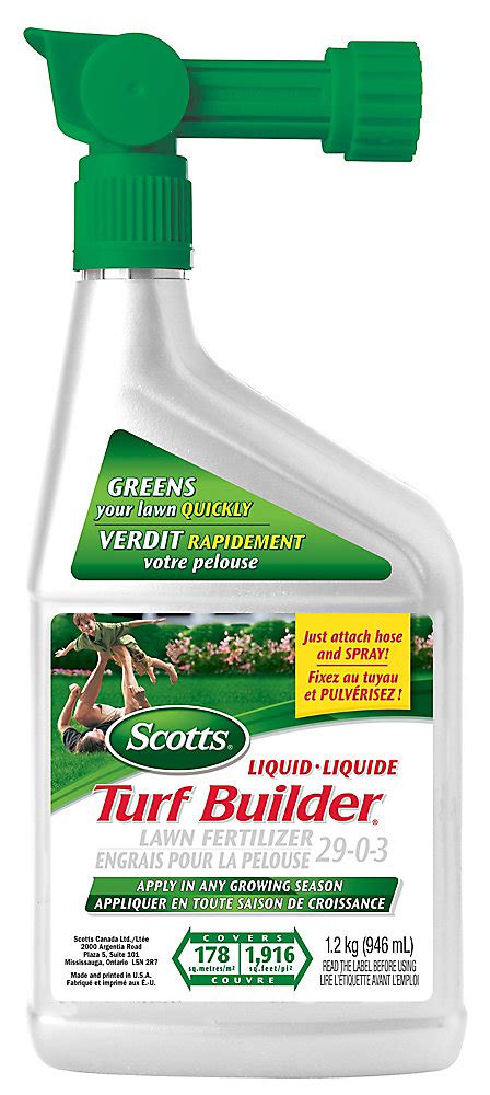 Scotts turf builder weed and feed only $9.98 (regularly $21.48). Turf Builder Liquid Lawn Fertilizer - 946 ml