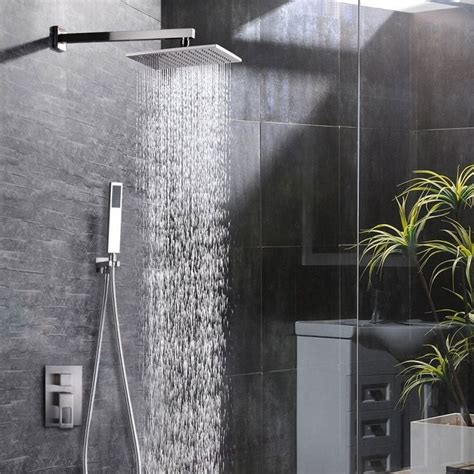 Second upload of solid surface shower pan installation. Brushed Nickel Shower Faucet Set for Bathroom Air ...