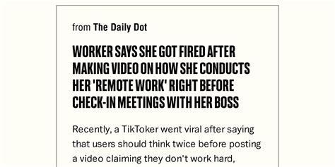 Worker Says She Got Fired After Making Video On How She Conducts Her Remote Work Right Before