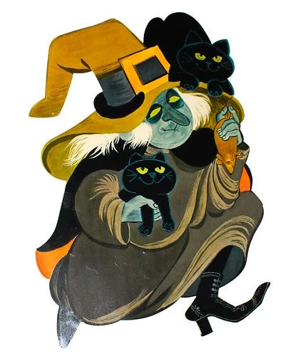 Vintage Halloween Hallmark Witch With Cats Die Cut Flickr