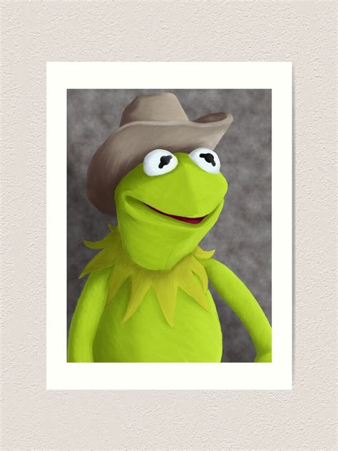 Cowboy Hat Kermit Portrait Art Print For Sale By Dilligafm8 Redbubble