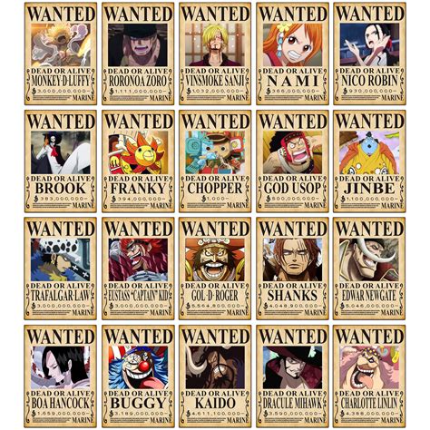 Buy Thepaper9store One Piece Wanted Sset Of 21 One Piece Bounty S For