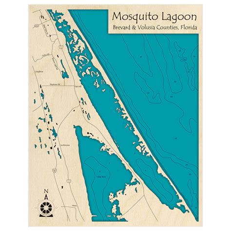 Mosquito Lagoon 3d Custom Wood Map Lake Art Llc