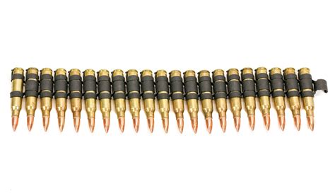 m16 223 caliber bullet belt brass shell copper tips black x link