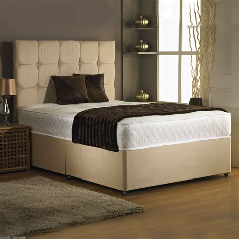 2ft 6in Small Single Divan Bed Base In Stone Colour Suede