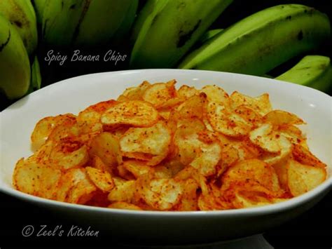 Spicy Banana Chips Banana Wafers Recipe Zeels Kitchen