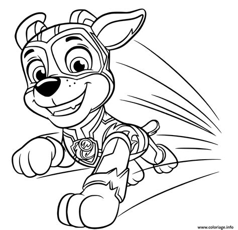 Coloriage Paw Patrol Mighty Pups Chase Dessin Paw Patrol à Imprimer