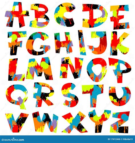 Letters Of Alphabet With Paint Splashes Royalty Free Stock Image