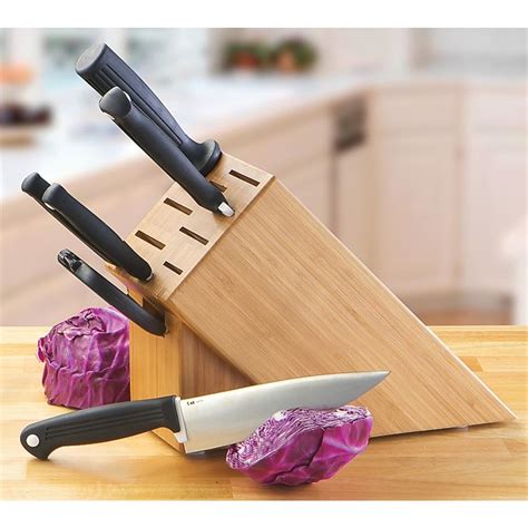 Knife set kitchen japanese kitchen knives knife making handmade kitchens japanese kitchen sharp knives bushcraft metal. Kershaw® Kitchen Cutlery Block / Knife Set - 171638 ...