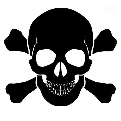 Black Skull and Bones Decal - 3" x 3" | Skull stencil ...