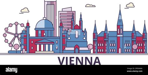 Austria Vienna City Tourism Landmarks Vector City Travel Illustration