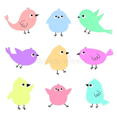 Cartoon Fun Cute Baby Birds Collection Stock Illustrations 736