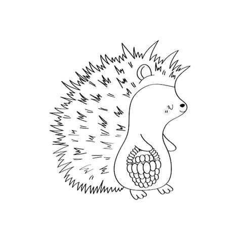 Premium Vector Clipart Hedgehog Black And White In Cartoon Style