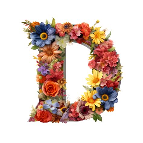 Floral Alphabet Letter D Floral Typography Generated 24639101 Png