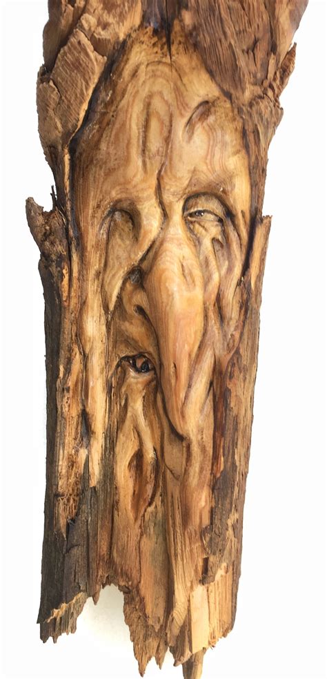 Drip ‘til We Drop Wood Spirit Carving By Josh Carte In A Pine