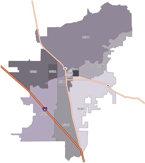 Bakersfield Zip Code Map Gis Geography