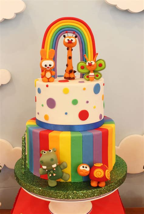 Baby Tv Cake Violeta Glace Baby Birthday Cakes Rainbow Birthday Cake