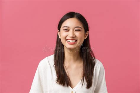 Beauty People Emotions And Summer Leisure Concept Joyful And Carefree Laughing Asian Woman