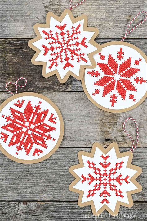 Cross-Stitch Snowflake Paper Ornament Cut Files - Houseful of Handmade