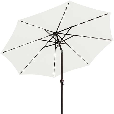 Jearey 9ft Led Lighted Patio Umbrella Solar Outdoor Umbrella Tilt