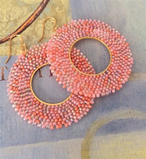 Beaded Hoop Earrings Seed Bead Earrings Beaded Earrings Seed Beads