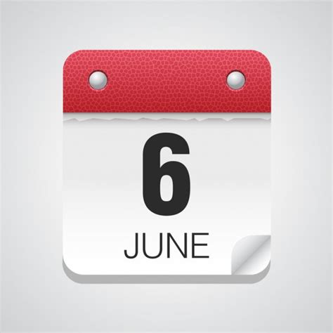 Simple Calendar With June 6 — Stock Vector © Whitebarbie 71507769