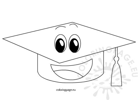 Happy Cartoon Graduation Cap Coloring Page