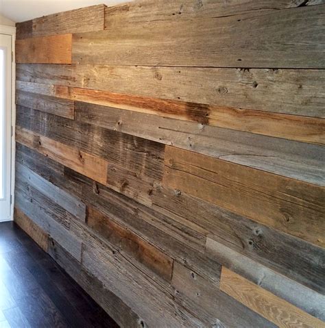 Mixed Brown And Grey Reclaimed Barn Board Feature Wall By