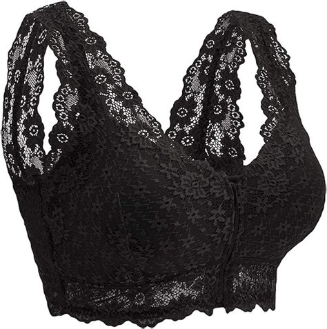 Womens Sexy Lace Plus Size Bra With Front Zipper Amazonca