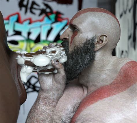 Rule 34 Bald Bald Man Bara Big Penis Blowjob Blowjob Face Daddy Dilf God Of War Kratos Male