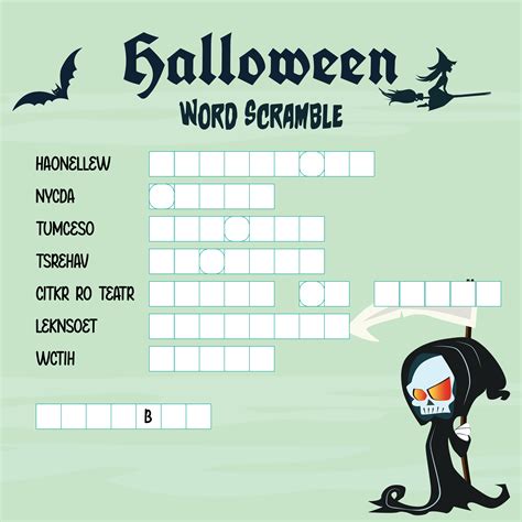5 Best Images Of Halloween Unscramble Printable