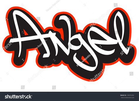 Angel Graffiti Font Style Name Hiphop เวกเตอร์สต็อก ปลอดค่าลิขสิทธิ์