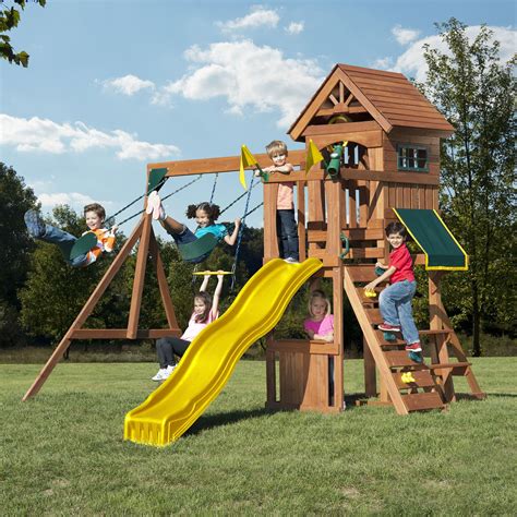 Swing N Slide Jamboree Fort Wooden Play Set With Slide Swings And