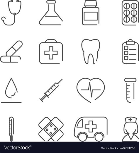 Modern Line Medical Treatment Icons And Symbols Vector Image