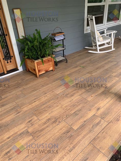 Patio With Woodlook Tile Porch Design House Front Porch Porch Tile