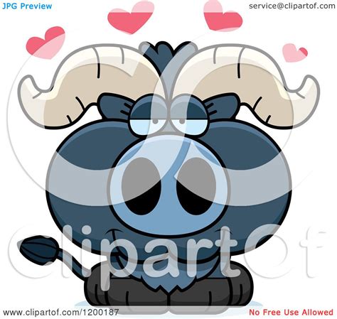 Cartoon Of A Cute Loving Blue Ox Calf Royalty Free Vector Clipart By