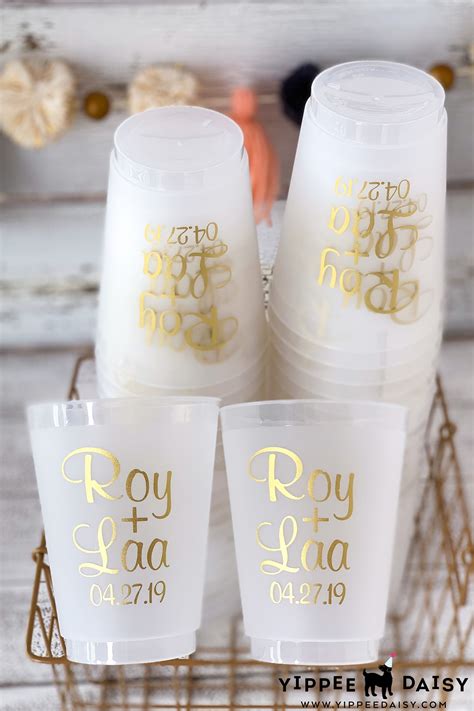 Wedding Favor Cups Personalized Plastic Cups Rustic Wedding Etsy