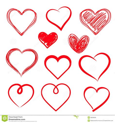 Download Vector Hearts Set. Hand Drawn. Stock Vector - Illustration ...