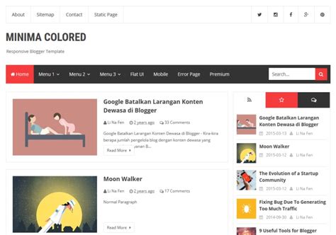 New Minima Colored Blogger Template • Blogspot Templates 2017
