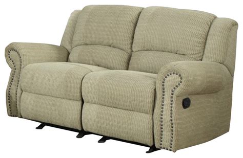 Homelegance Quinn Double Glider Reclining Loveseat In Olive Chenille