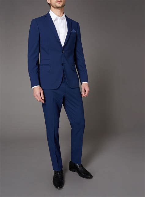 Mens Cobalt Blue Tailored Fit Stretch Suit Jacket Blue Suit Jacket