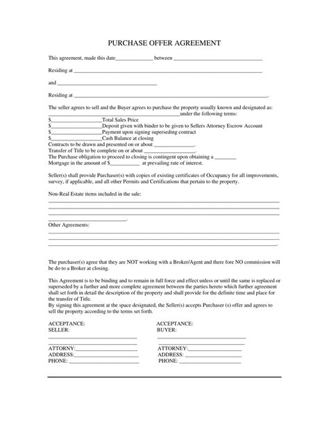 Purchase Offer Agreement Form Fill Out Sign Online And Download Pdf