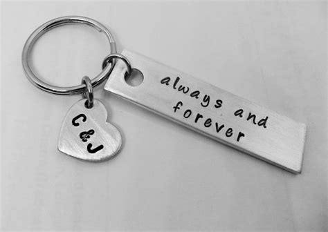 Always And Forever Keychain Couples Keychain Hand Stamped Etsy