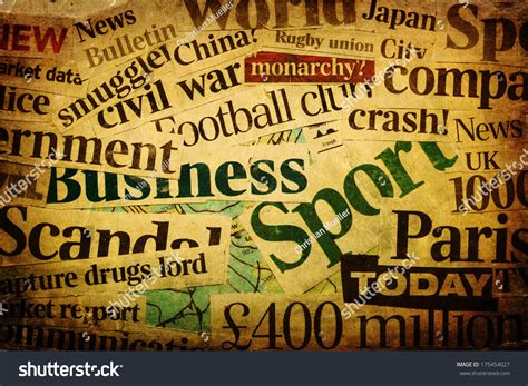 Collage Words Newspapers Vintage Grunge Texture Stock Photo 175454027