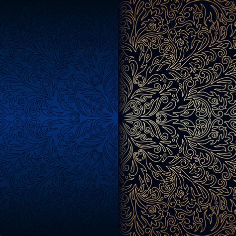 Luxury Blue Background With Ornament Gold Vector 10 Vector Background