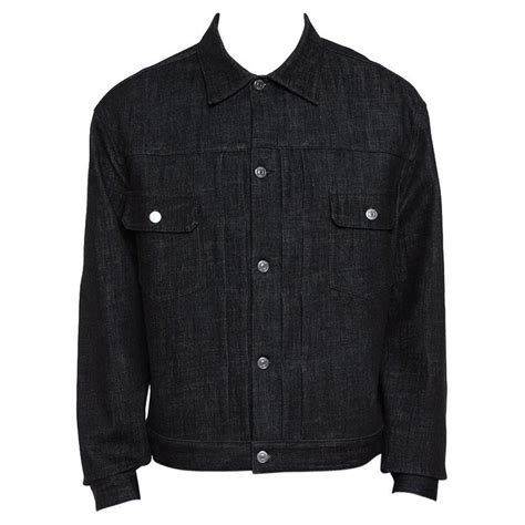 Dior Black Denim Oblique Lined Button Front Jacket Xxl At 1stdibs